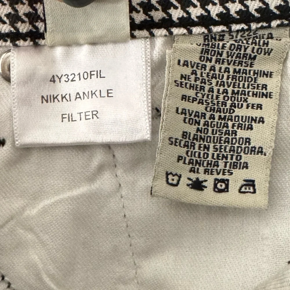 DAVID KAHN NIKKI ANKLE BLACK & WHITE HOUNDSTOOTH PANTS SIZE 28 - Picture 7 of 7
